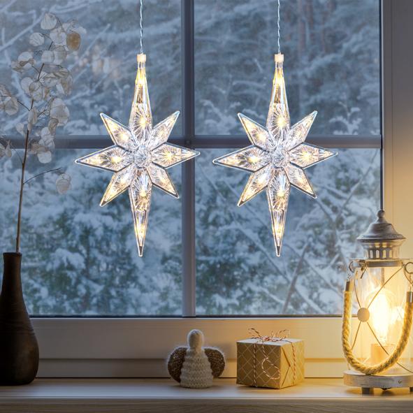 2er Set LED-Stern "Kristall"