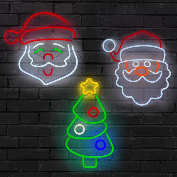 Neon Weihnachtsdeko, sortiert