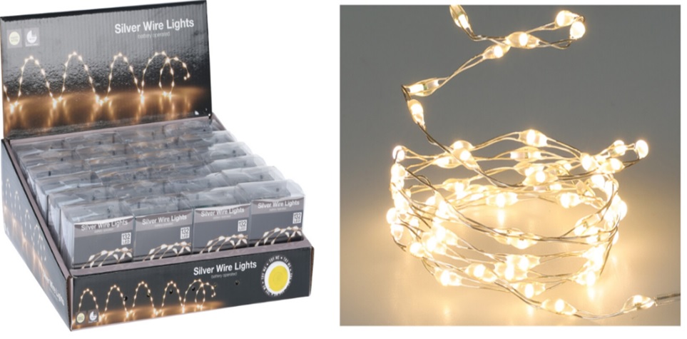 Kupferlichterketten, sortiert im Display