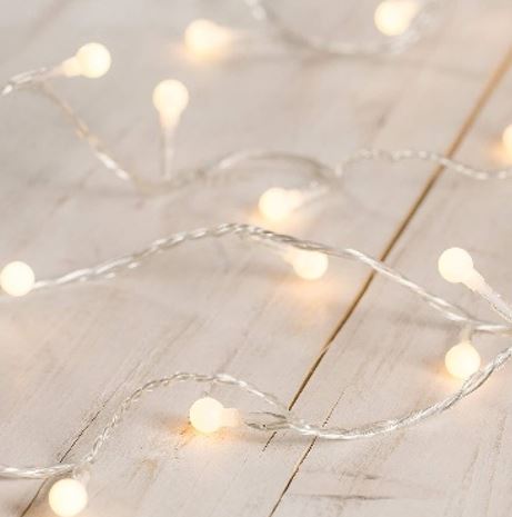 2er Set Lichterkette mit "Bällen" – und 20 warm weißen LED 
