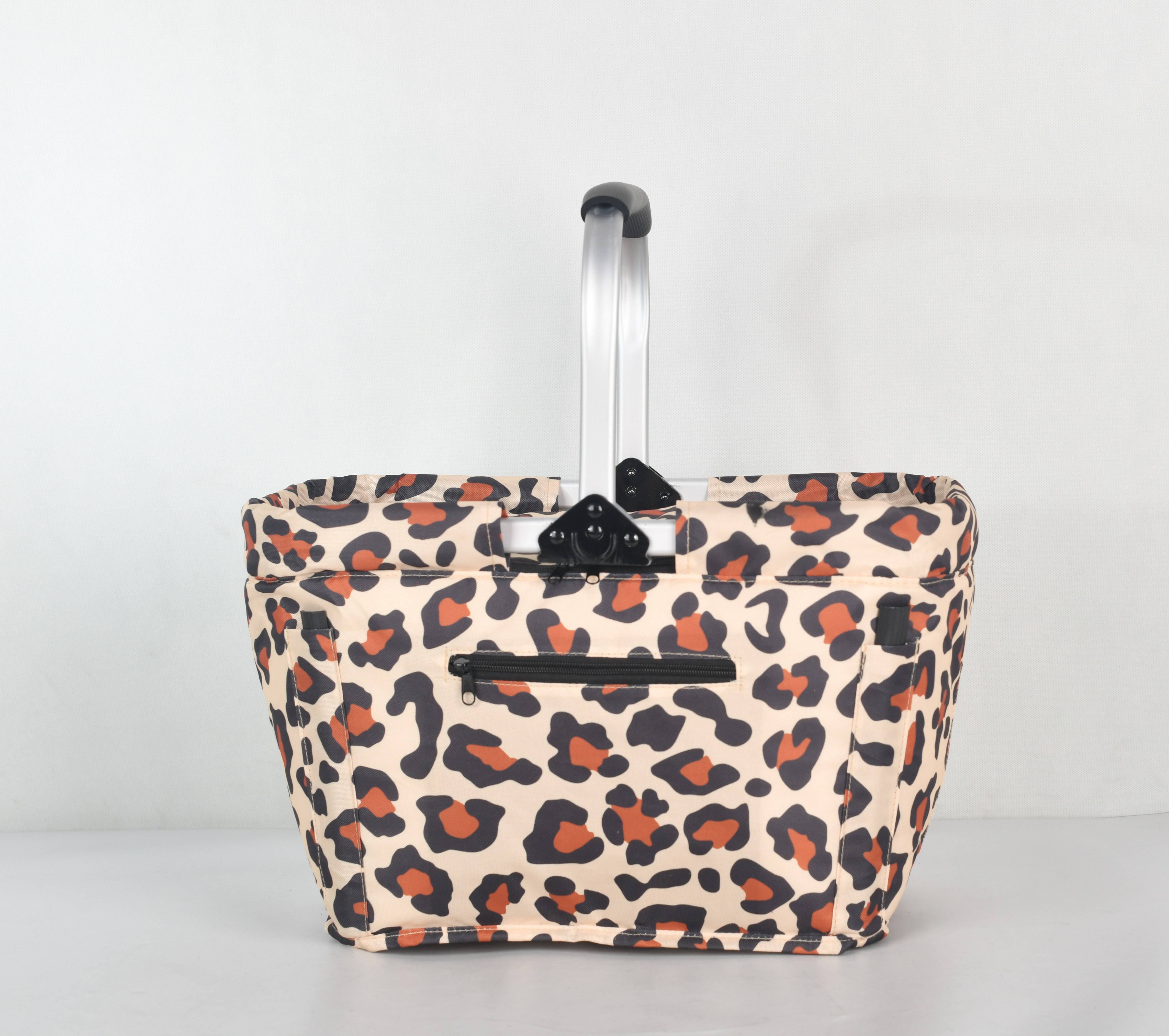 Einkaufskorb mit Einkaufschip-Halter, Leo-Muster