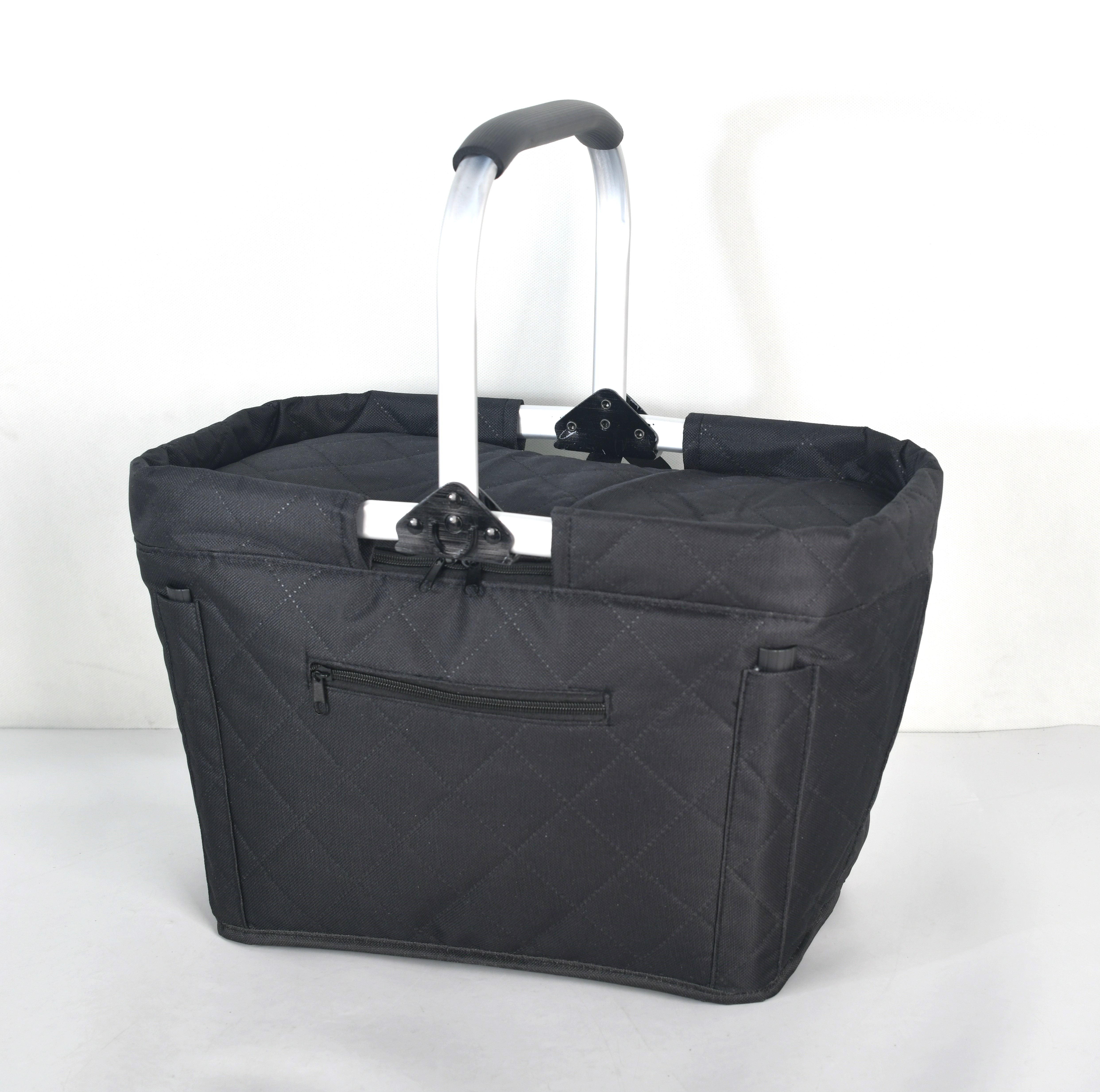 Einkaufskorb mit Einkaufschip-Halter, schwarz