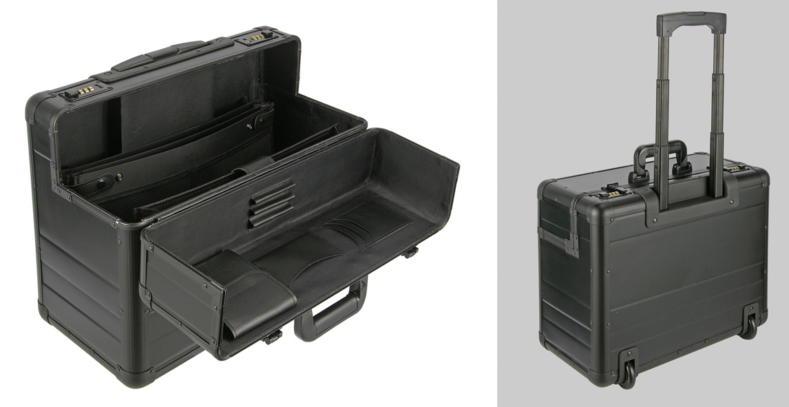 Trolley-Pilotenkoffer aus Aluminium