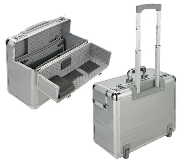 Trolley-Pilotenkoffer aus Aluminium
