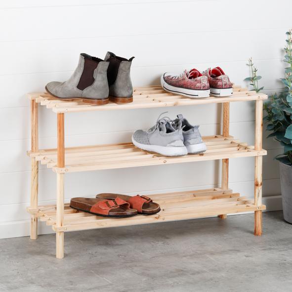 Schuhregal mit 3 Böden, aus Holz mit FSC®