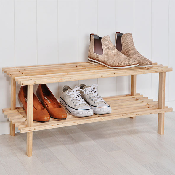 Schuhregal aus Holz mit zwei Böden mit FSC®