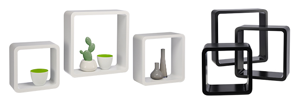 Wandregal-Set 3-tlg., quadratisch