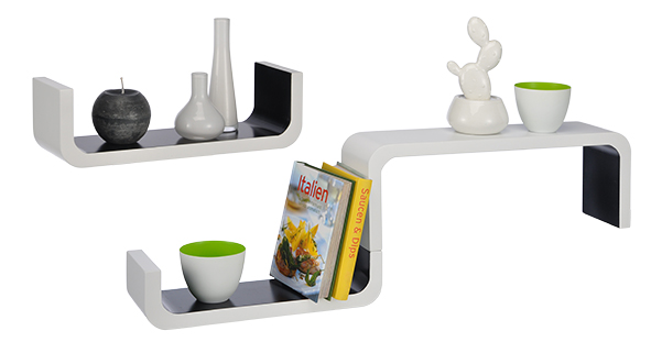 Wandregal in "U-Form", im 3-er Set