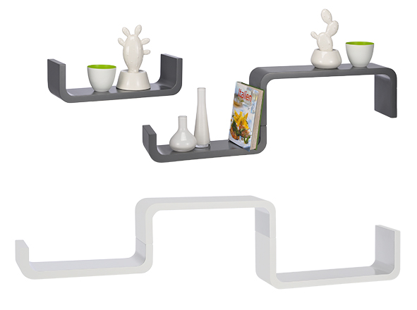 Wandregal in "U-Form", im 3-er Set