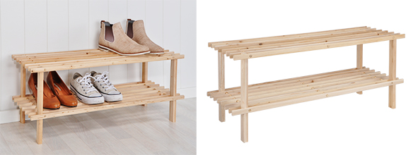 Schuhregal aus Holz mit zwei Böden, FSC®