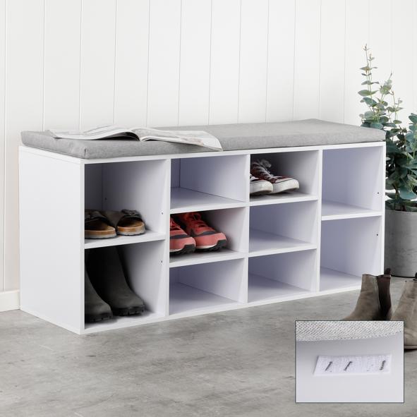 Schuhregal mit gepolsterter Fläche