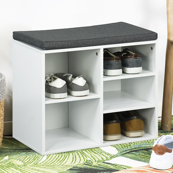 Schuhregal mit gepolsterter Fläche, FSC®