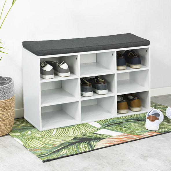 Schuhregal mit gepolsterter Fläche, FSC®