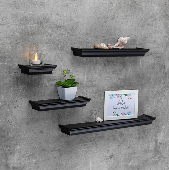 Wandregal 4er-Set, schwarz, mit FSC®