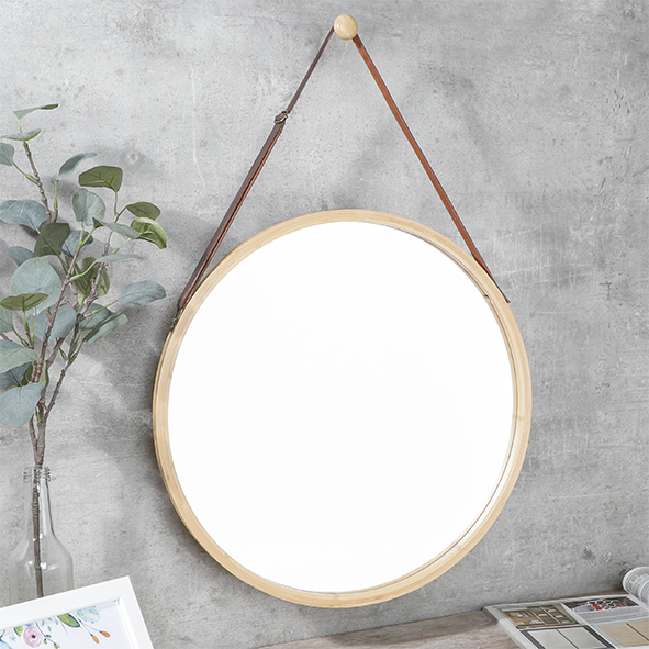 Wandspiegel, rund in Bambusoptik