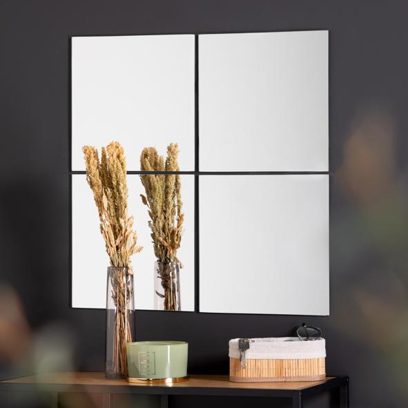 Viereckiger Spiegel-Wandaufkleber, 4er Set