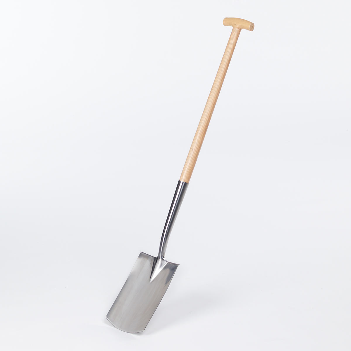 Edelstahl Gärtnerspaten mit Eschen T-Stiel