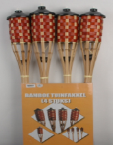 Bambusfackeln 4er Set mit geflochtenem
