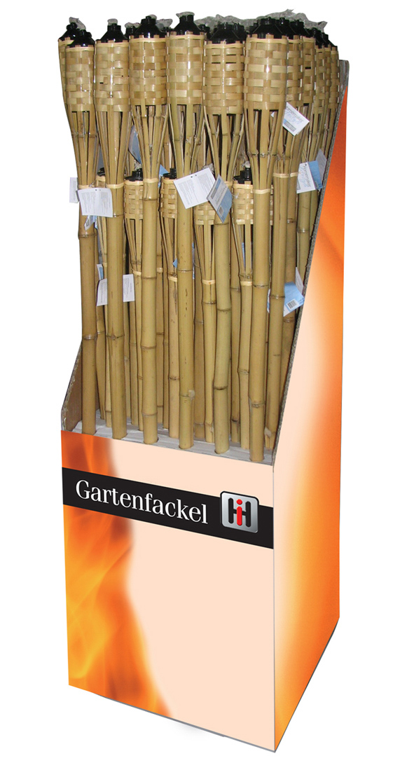 Gartenfackeln aus Bambus - Display