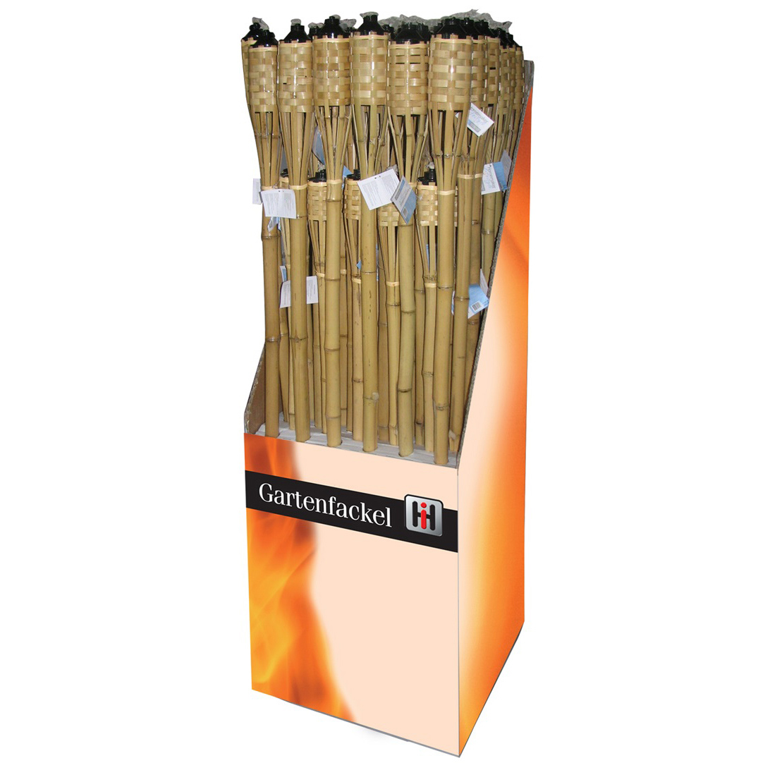Gartenfackeln aus Bambus - Display