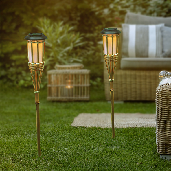 LED Solar Gartenfackel 2er Set
