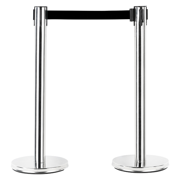 Absperrpfosten 2er Set, schwarzer Gurt