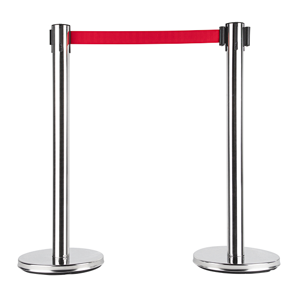 Absperrpfosten 2er Set, roter Gurt