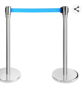 Absperrpfosten 2er Set, blauer Gurt