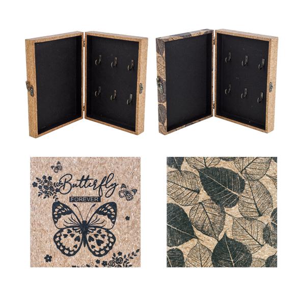 Holz-Schlüsselkasten mit Korkoberfläche