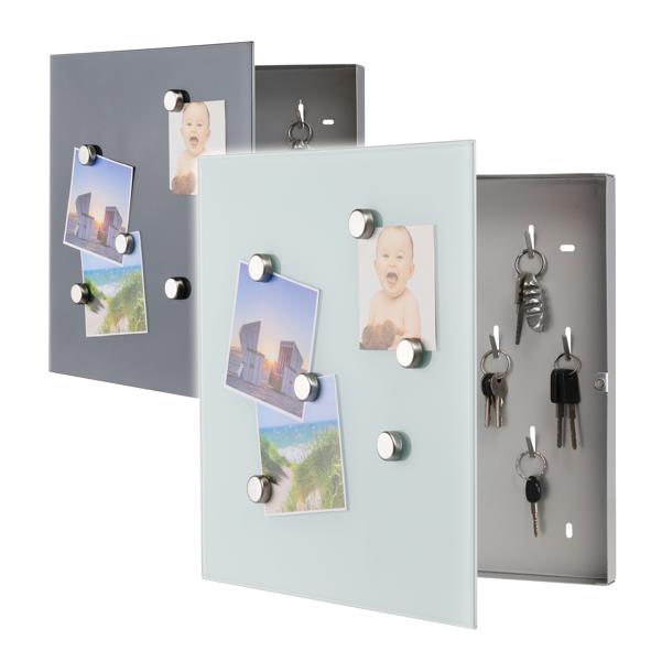 Schlüsselkasten mit Glasmagnettafel, 32 x 32 x 4cm