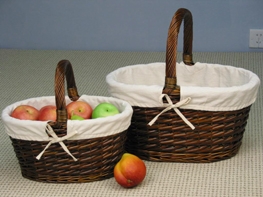 Weidenkorb-Set 2 tlg., rund, mit Trage-