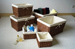 Weidenkorb-Set 6 tlg., in rechteckiger