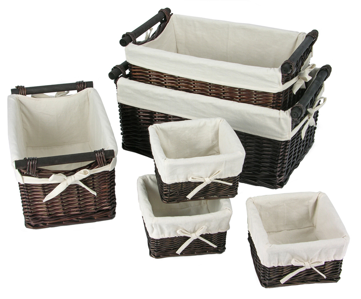 Weidenkorb-Set 6 tlg., in rechteckiger