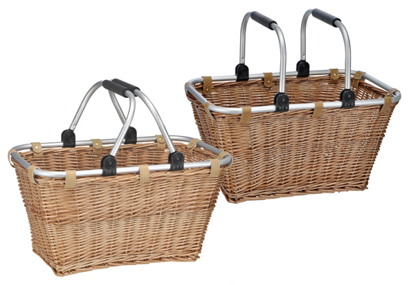 Einkaufskorb aus Weide und Aluminium