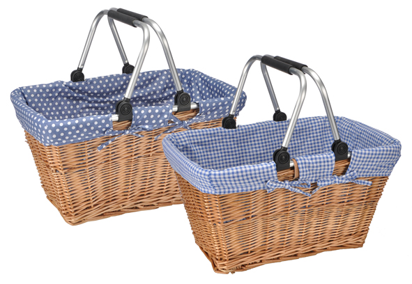 Einkaufskorb aus Weide und Aluminium