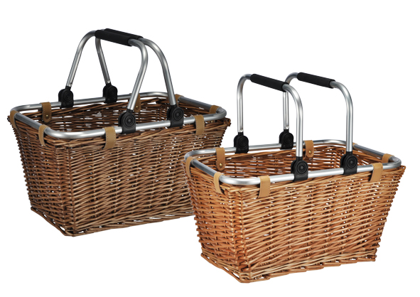 Einkaufskorb aus Weide und Aluminium