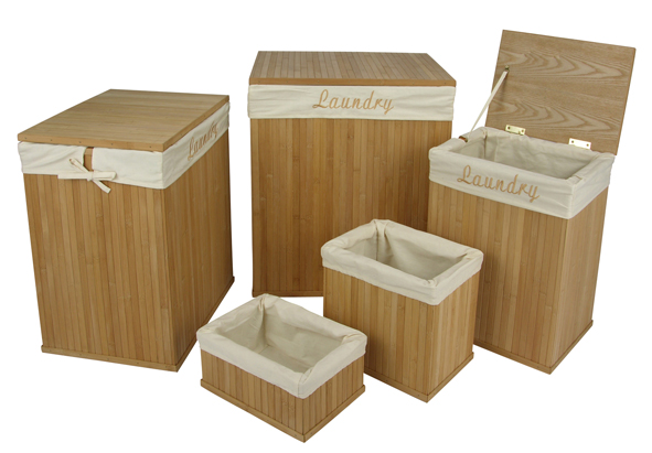 Wäschetonnen-Set aus Bambus