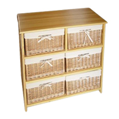 Regal mit 6 Rattankörben