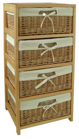 Regal mit 4 Weidenkörben