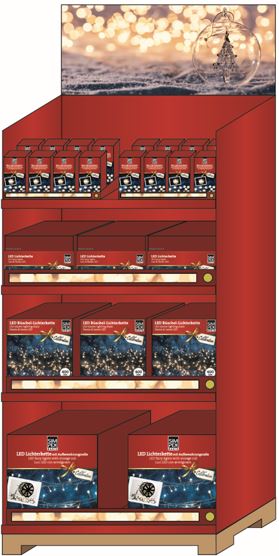 Display mit Weihnachtslichterketten