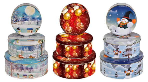 Weihnachts-Keksdosen-Set 3-tlg.,rund (M)