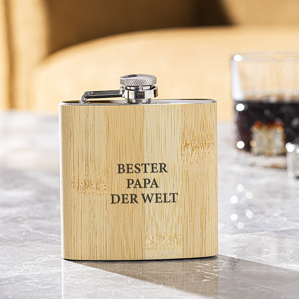 Flachmann mit Schraubverschluss, Bambus-Look