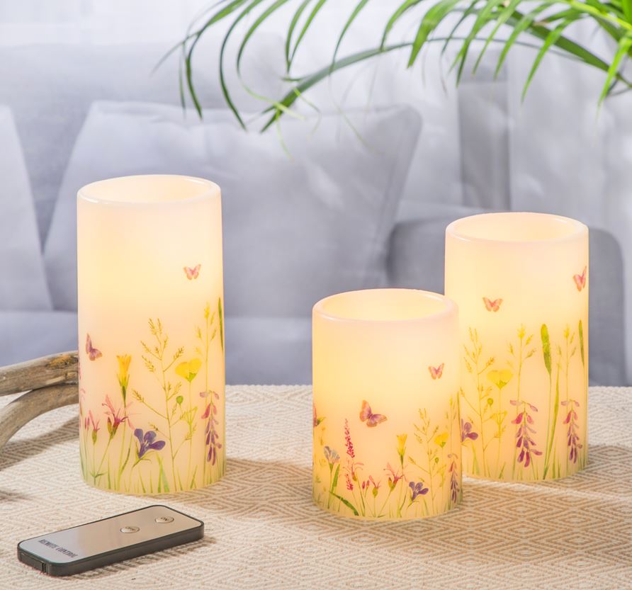 LED-Wachs-Kerzen-Set 3-tlg. mit Fernbedienung