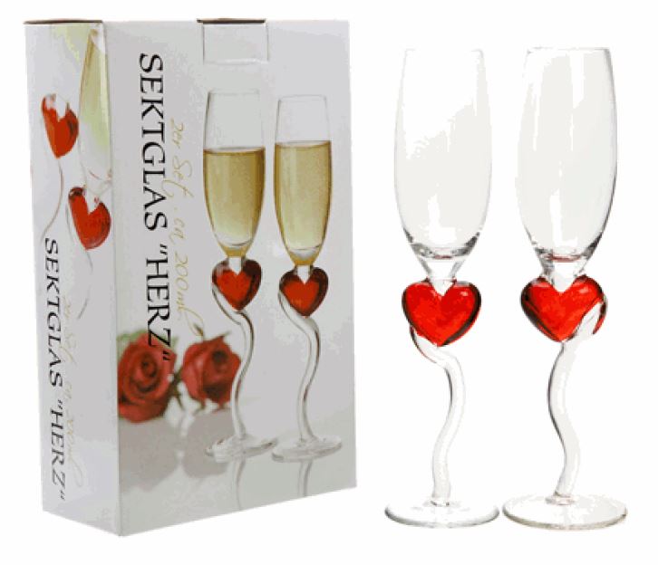 Sektglas "Herz", 2er Set