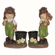 Dekofigur "Igel mit Blumentopf"