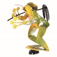 Dekofigur "Frosch mit Rechen"