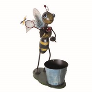 Dekofigur "Biene mit Kescher" mit Pflanztopf