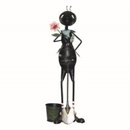 Dekofigur "Ameise" mit Blume und Schaufel