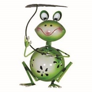 Dekofigur "Frosch", mit Blatt