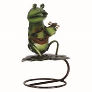 Dekofigur "Frosch auf Lilienblatt" mit Gitarre